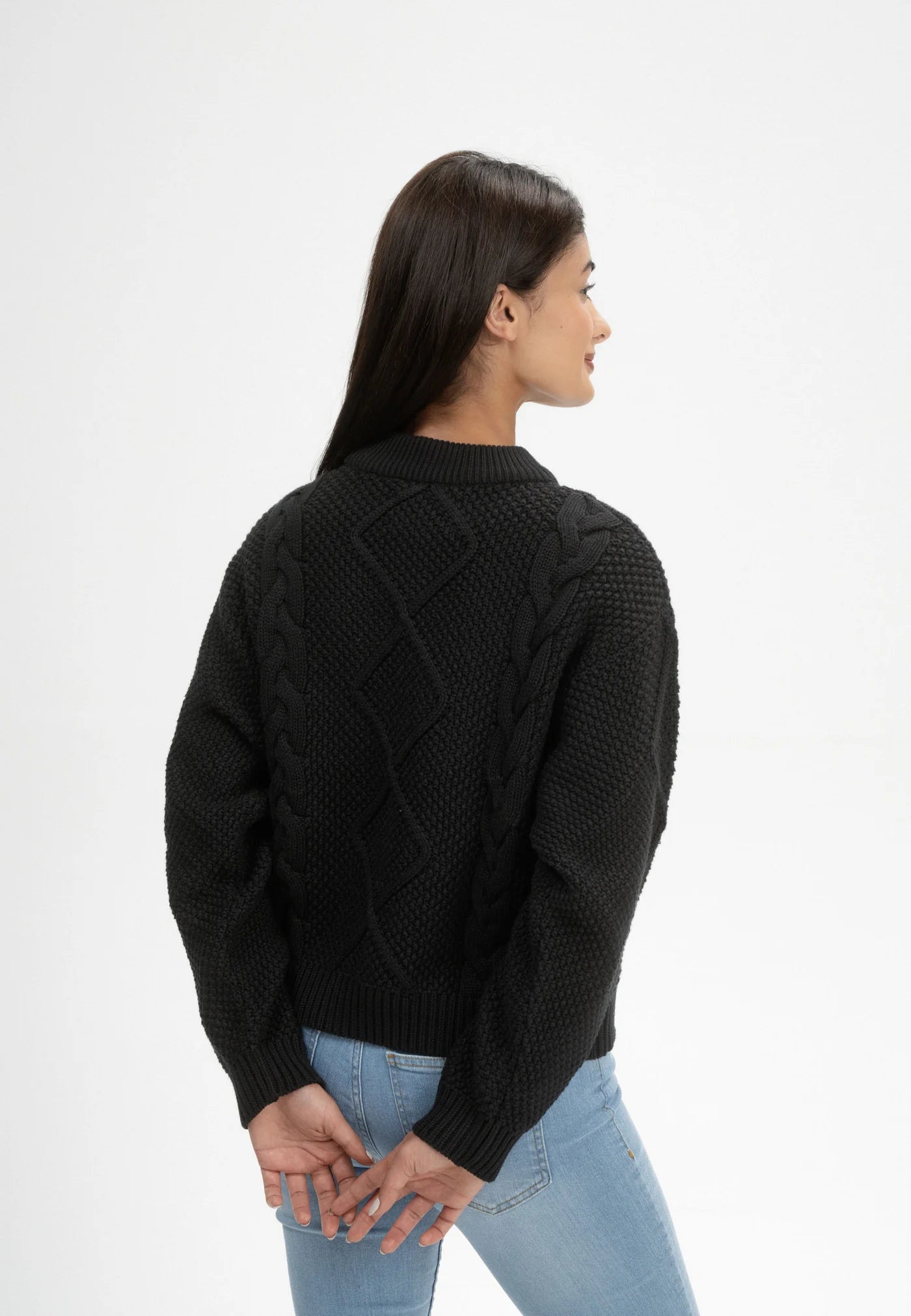 pullover cable knit jumper samaira schwarz
