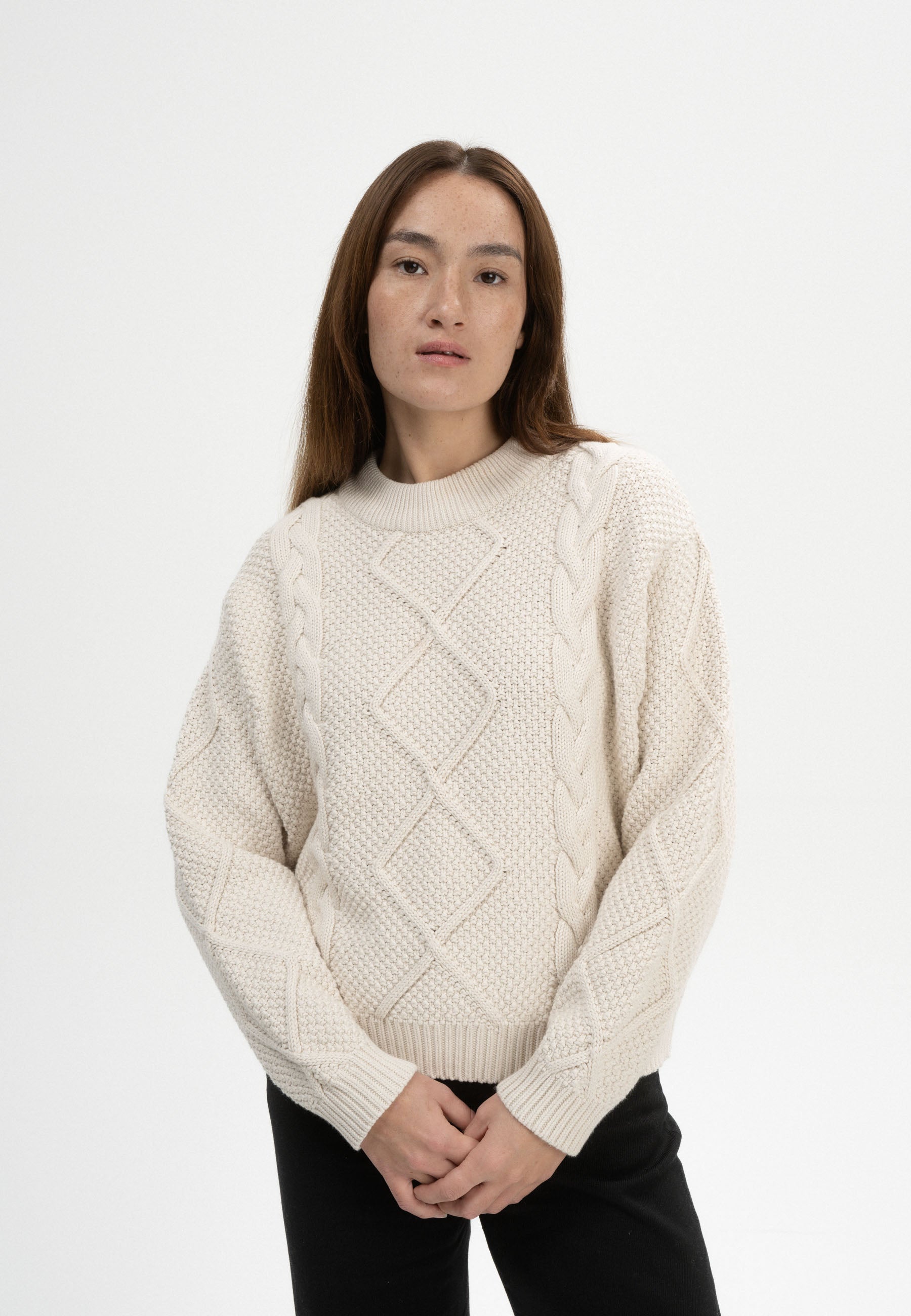 pullover samaira cable knit jumper cream melange