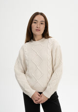 pullover samaira cable knit jumper cream melange
