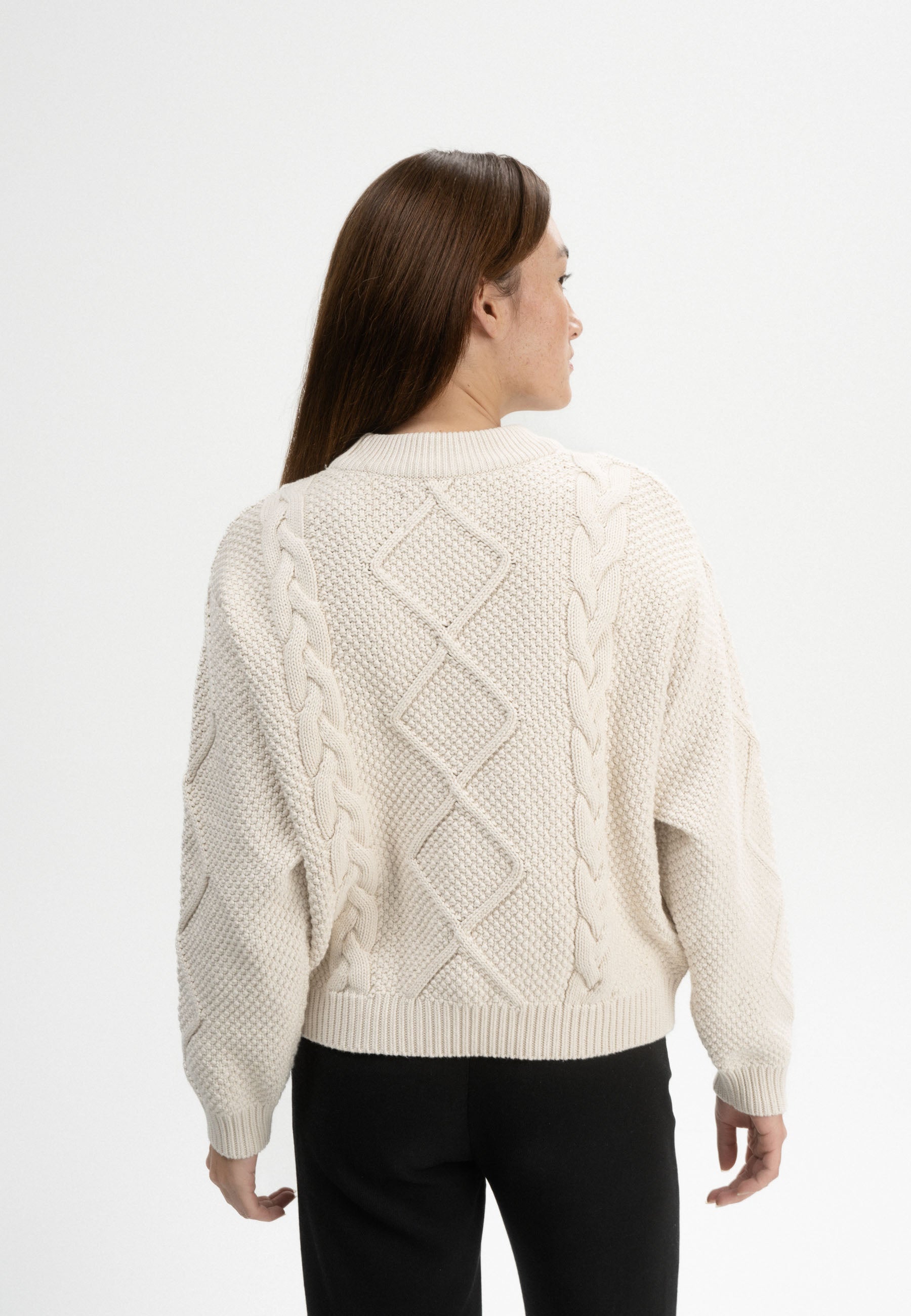 pullover samaira cable knit jumper cream melange