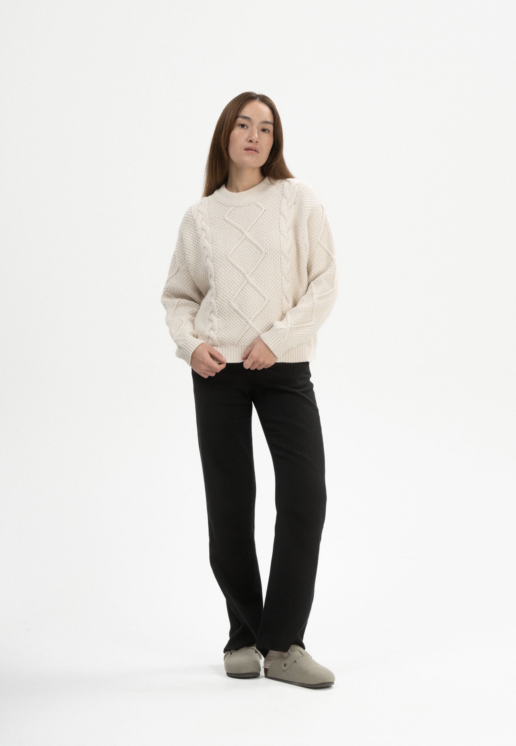 pullover samaira cable knit jumper cream melange