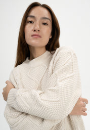 pullover samaira cable knit jumper cream melange