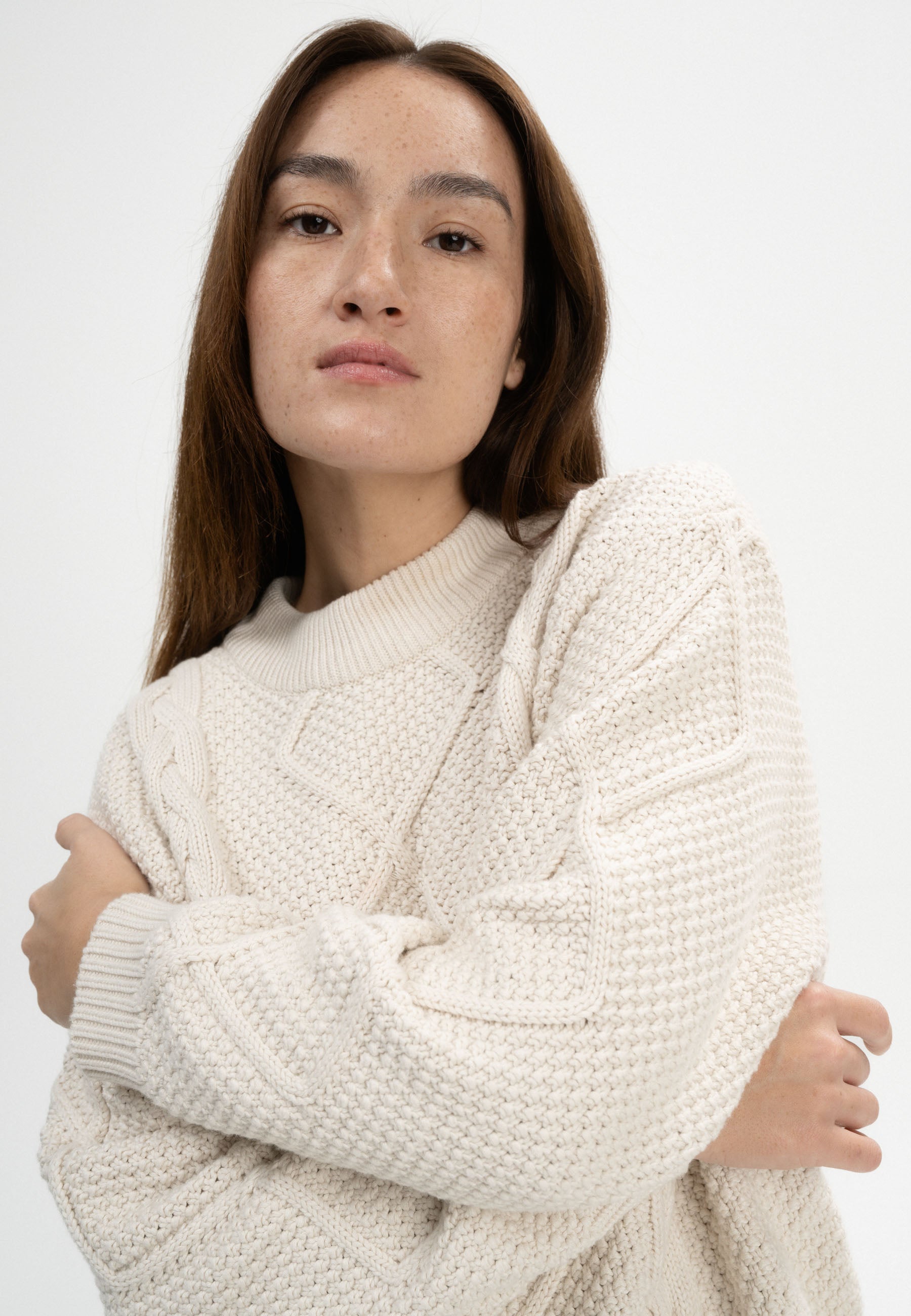 pullover samaira cable knit jumper cream melange