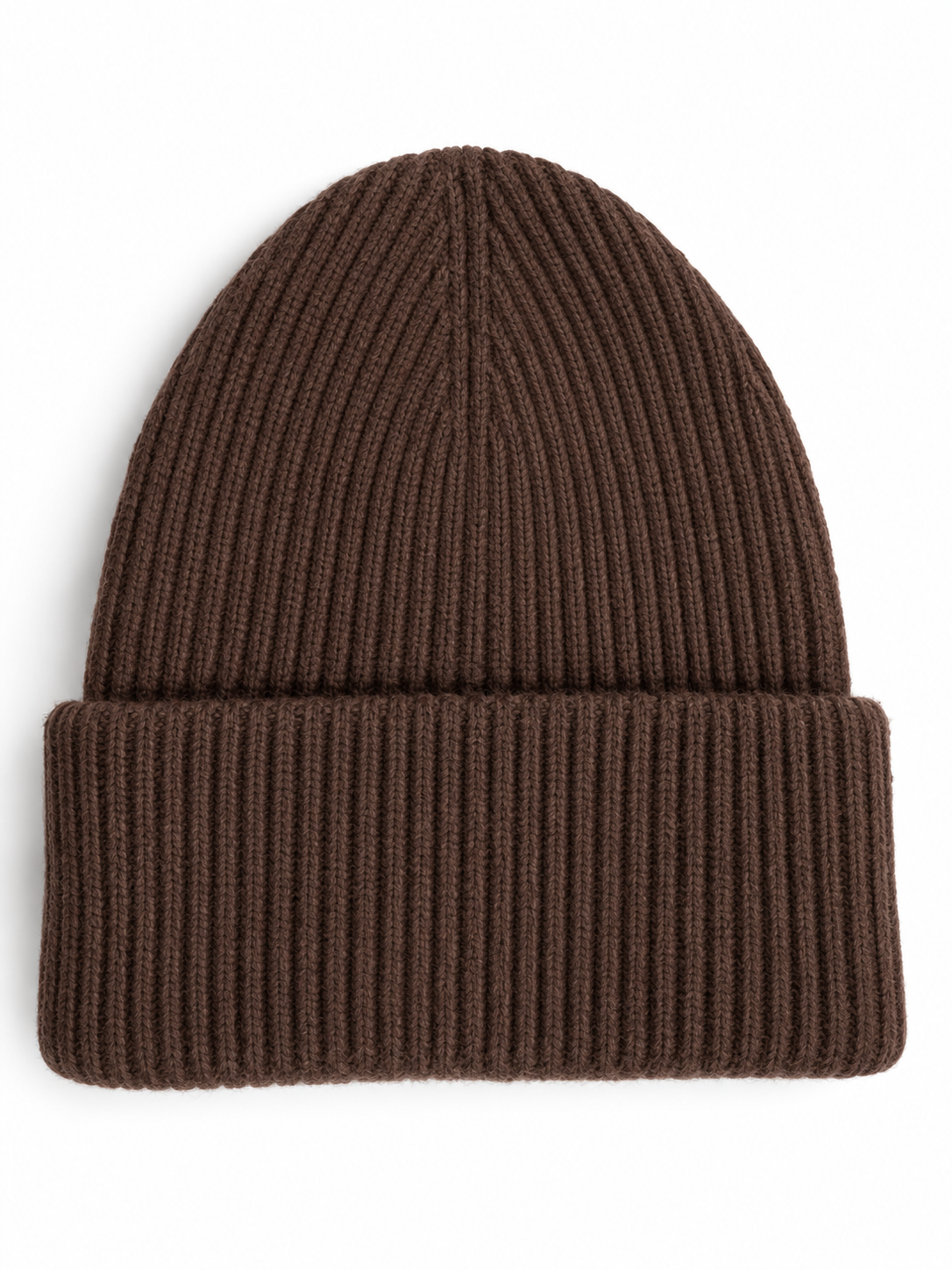 double layered wool beanie - chocolate brown