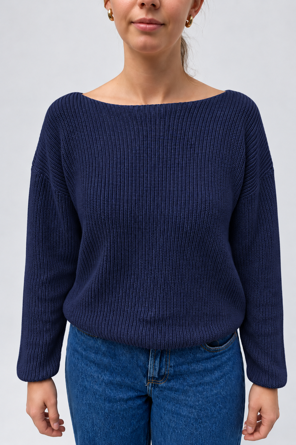 boatneck knit pullover patriot blue