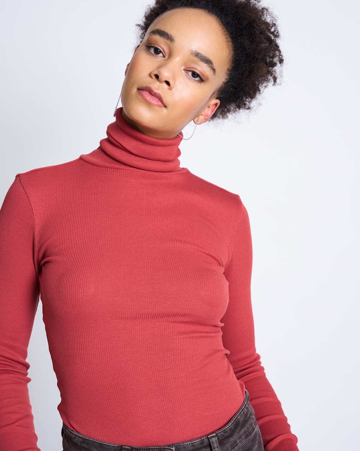 minirib turtleneck chuva mid red