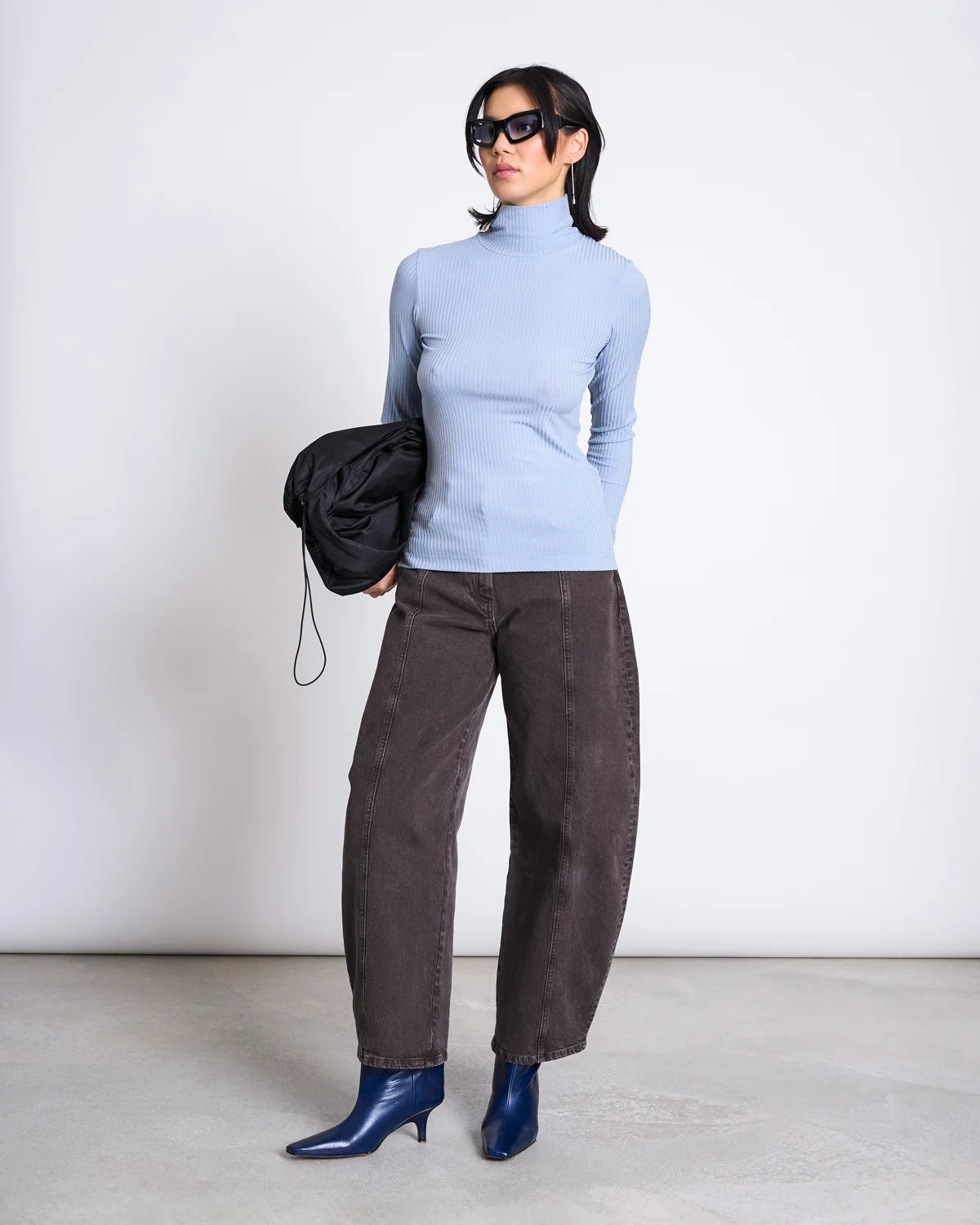 rib turtleneck mio mid blue