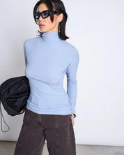 rib turtleneck mio mid blue