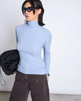 rib turtleneck mio mid blue