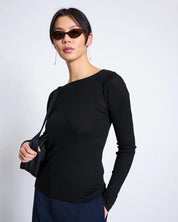 merino rib longsleeve tilla black