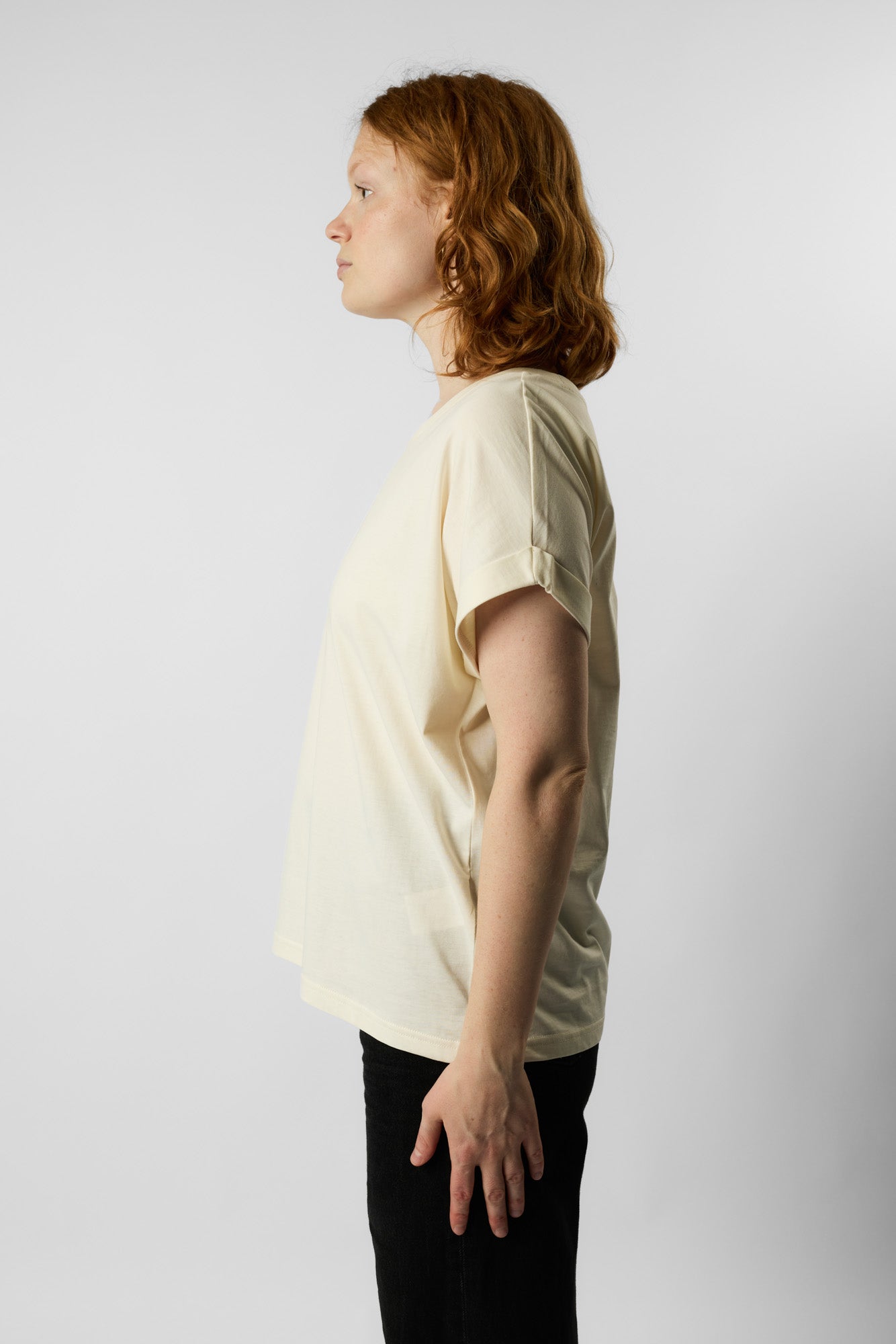 roll up sleeve organic women's tee