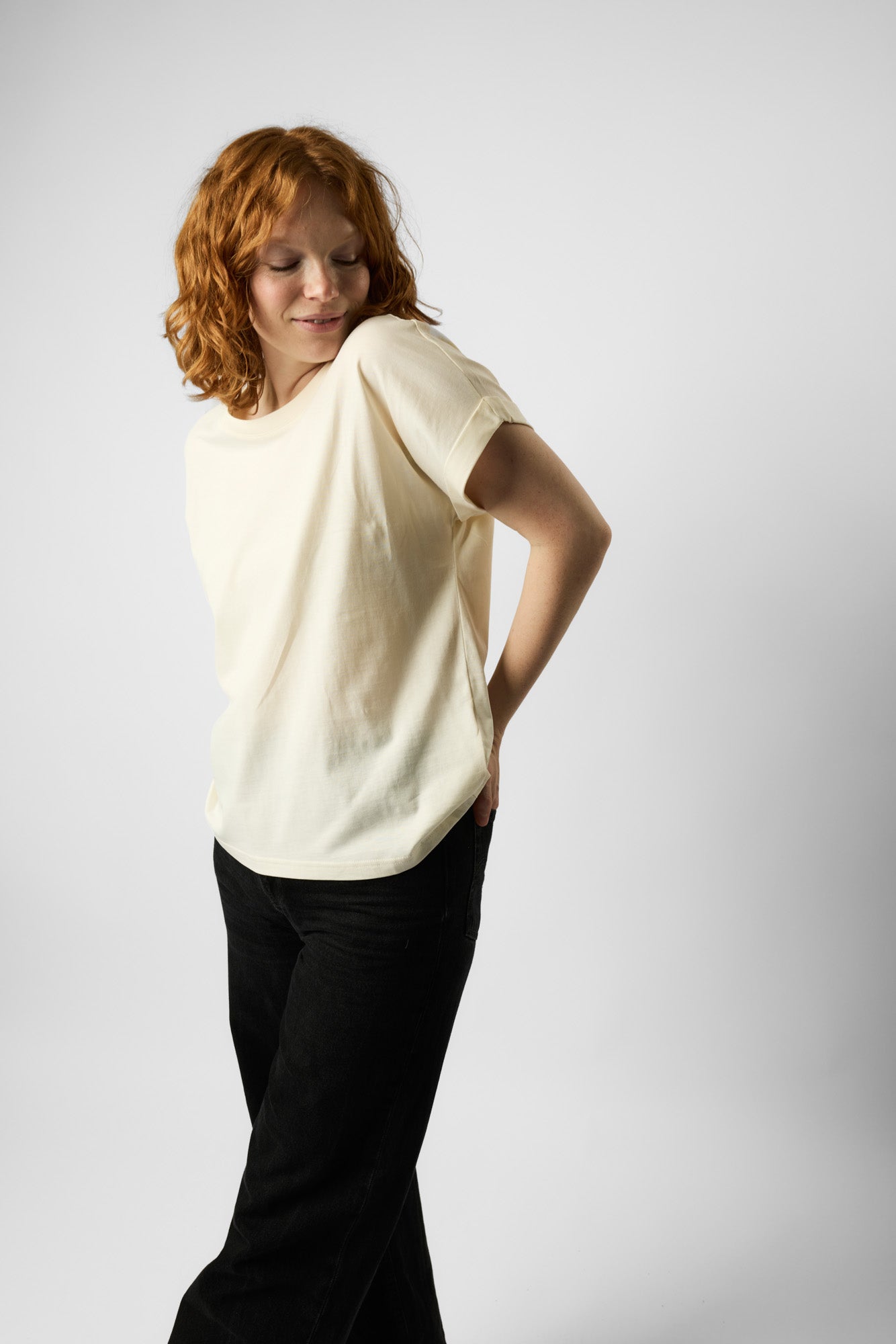 roll up sleeve organic women's tee