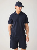 loose bouclé polo night sky