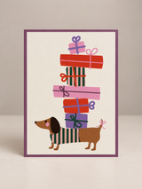 postkarte ettics STUDIO - sausage dog with presents