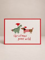 postkarte ettics STUDIO - christmas sausage dog & dino