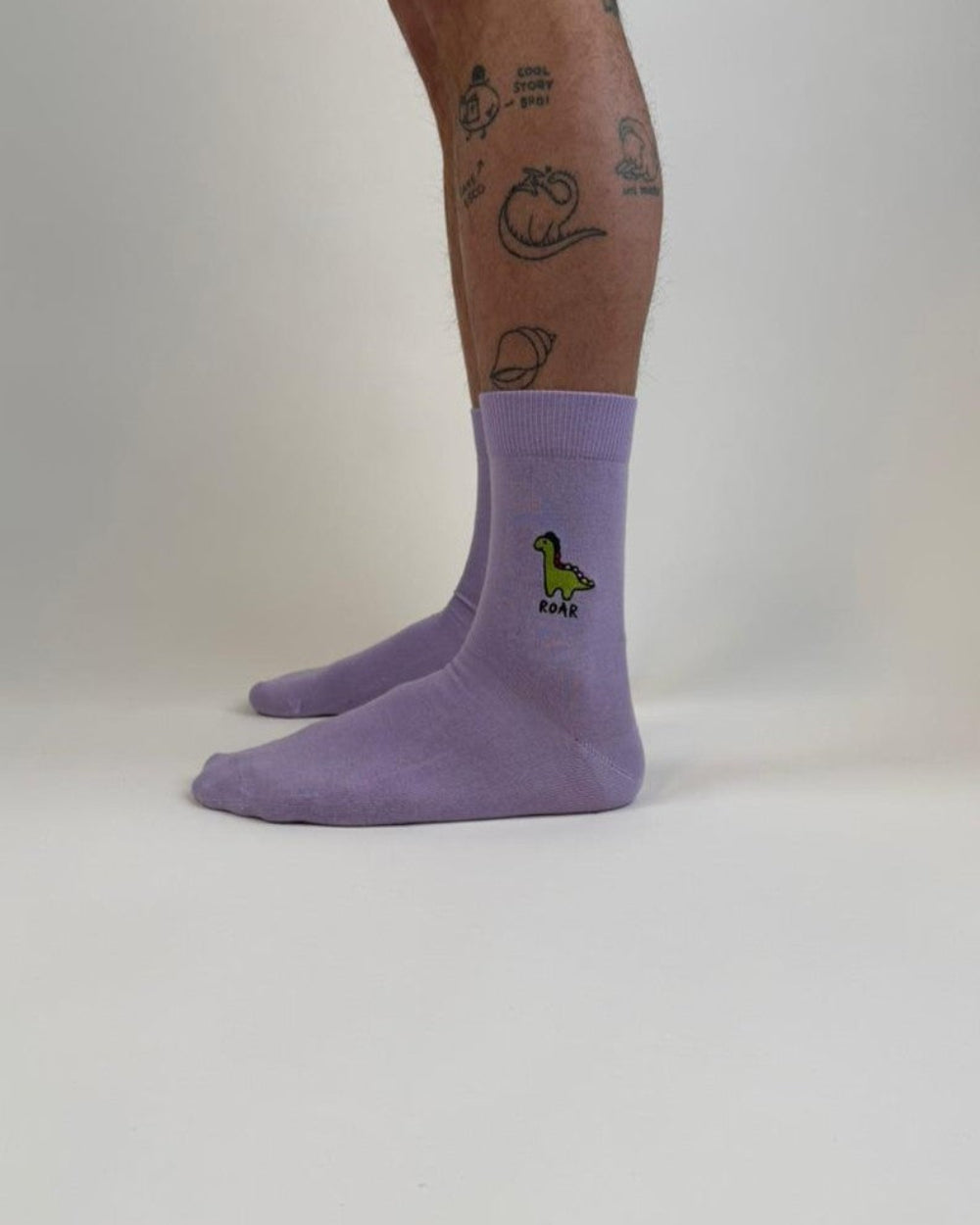 sock embroidery dino
