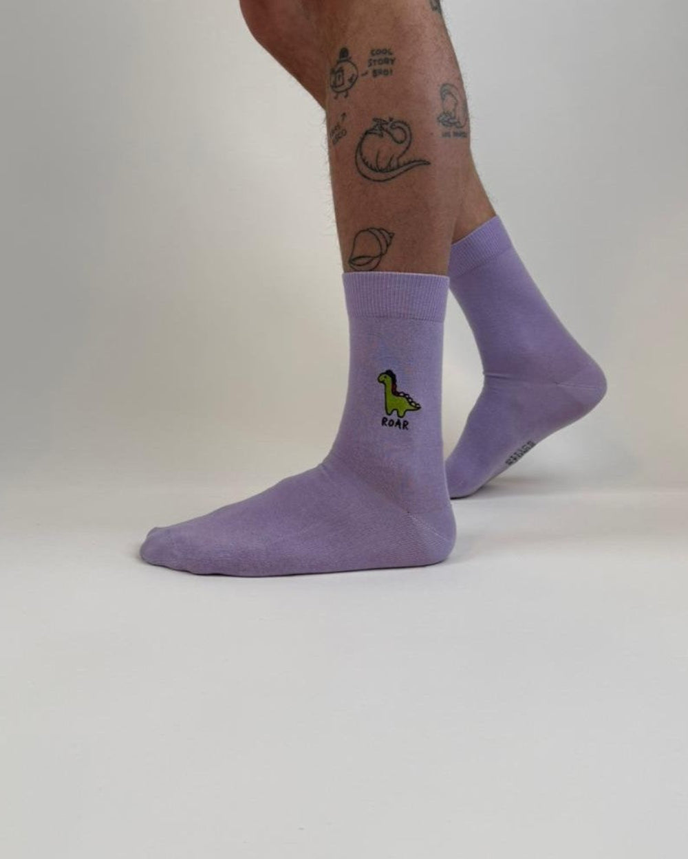 sock embroidery dino