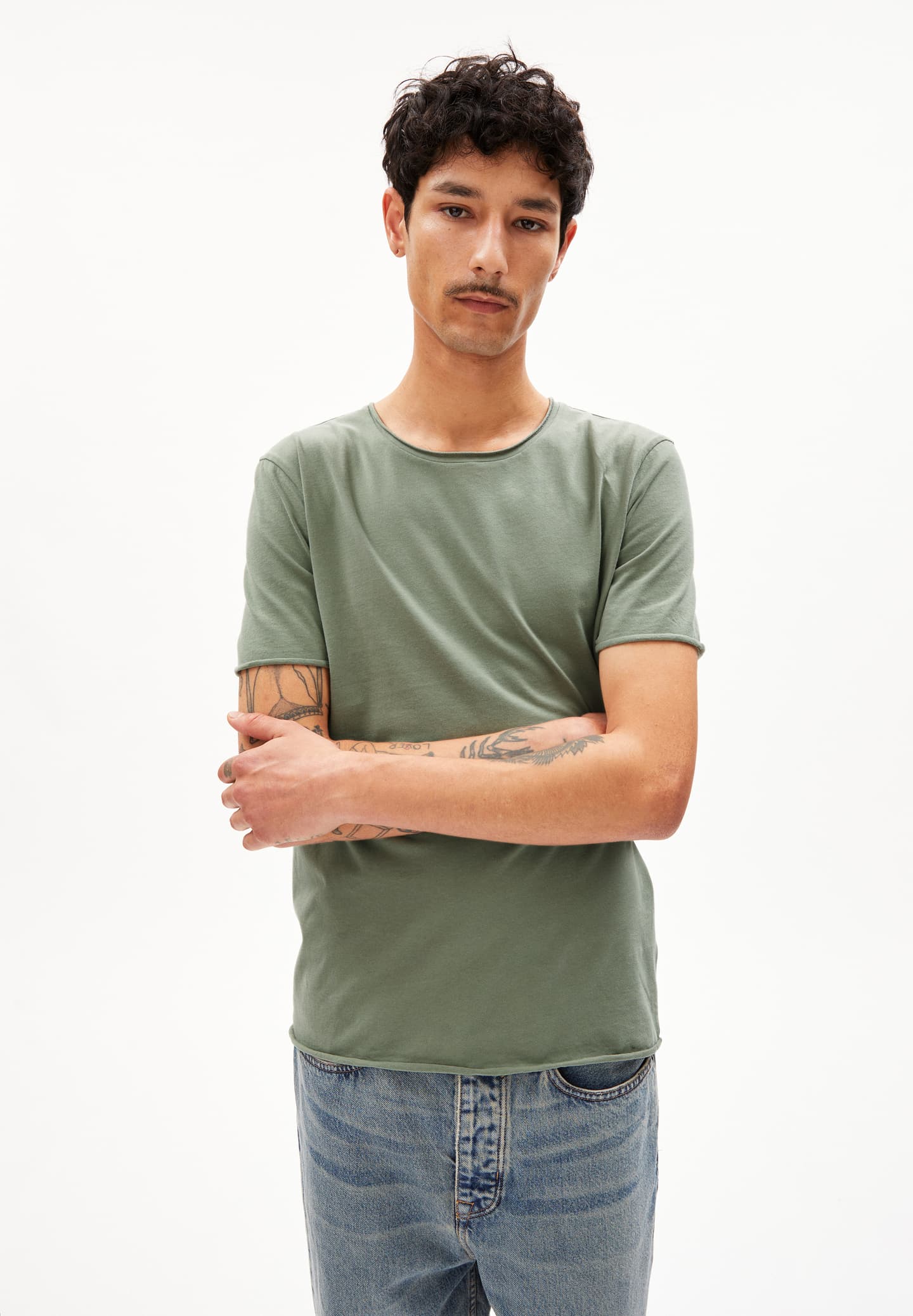 t-shirt aamon brushed grey green