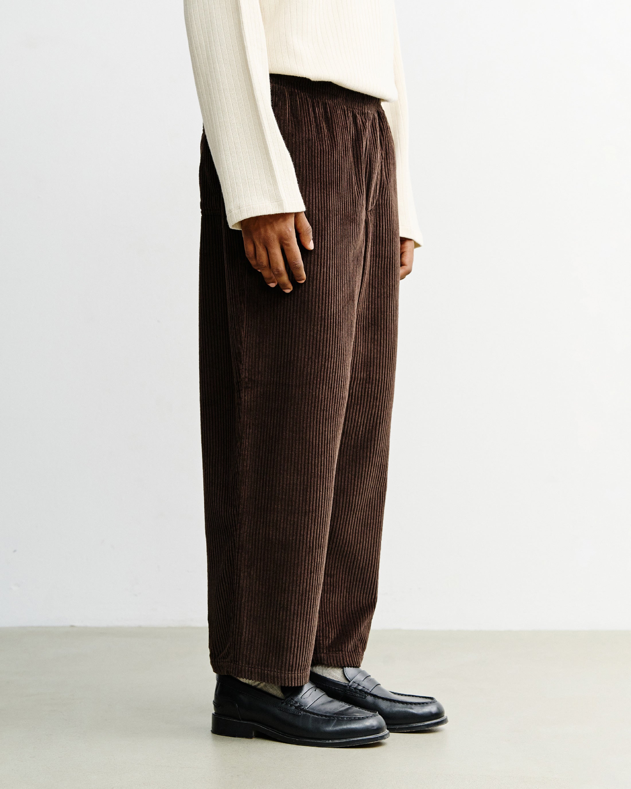 cord wide pant chocolate brown
