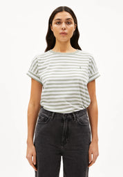 t-shirt idaara stripes white-seagreen