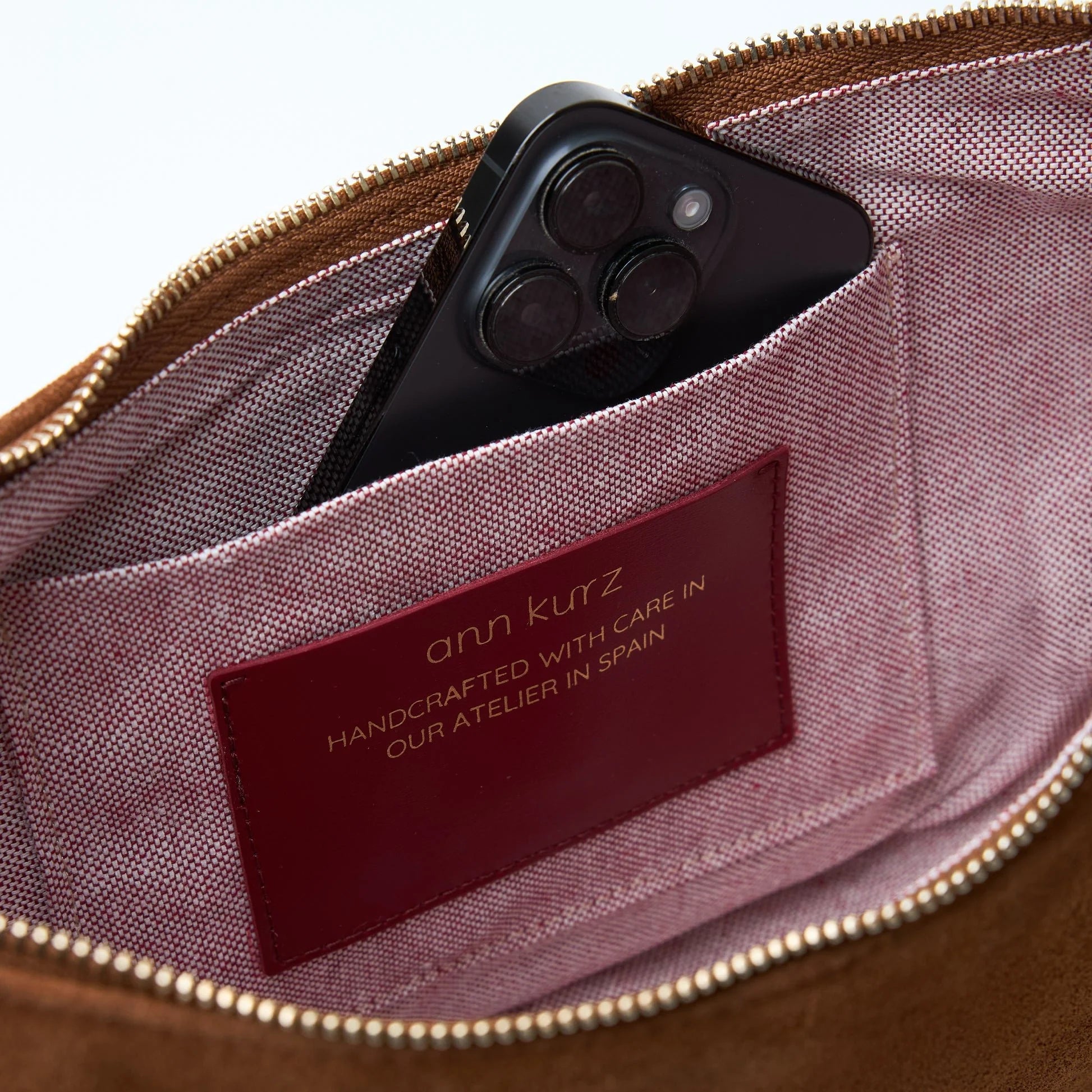 half moon suede burgundy