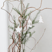 holzanhänger haus weiß im 8er set