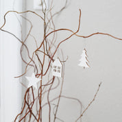 holzanhänger haus weiß im 8er set