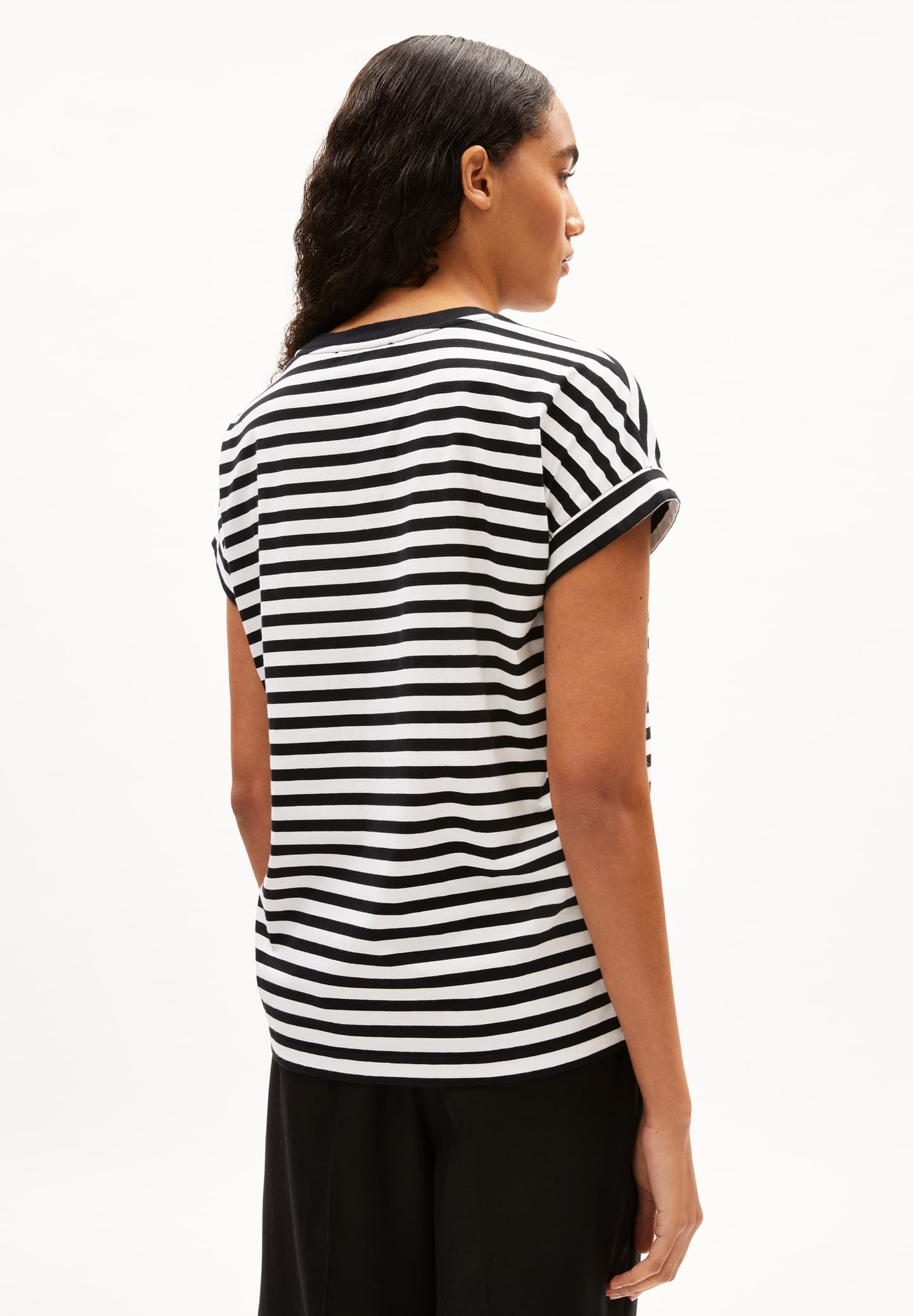 t-shirt idaara stripes white-black