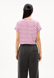 t-shirt idaara striped crushed berry