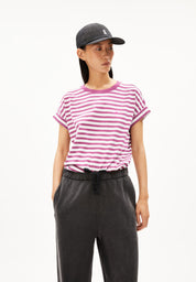 t-shirt idaara striped crushed berry