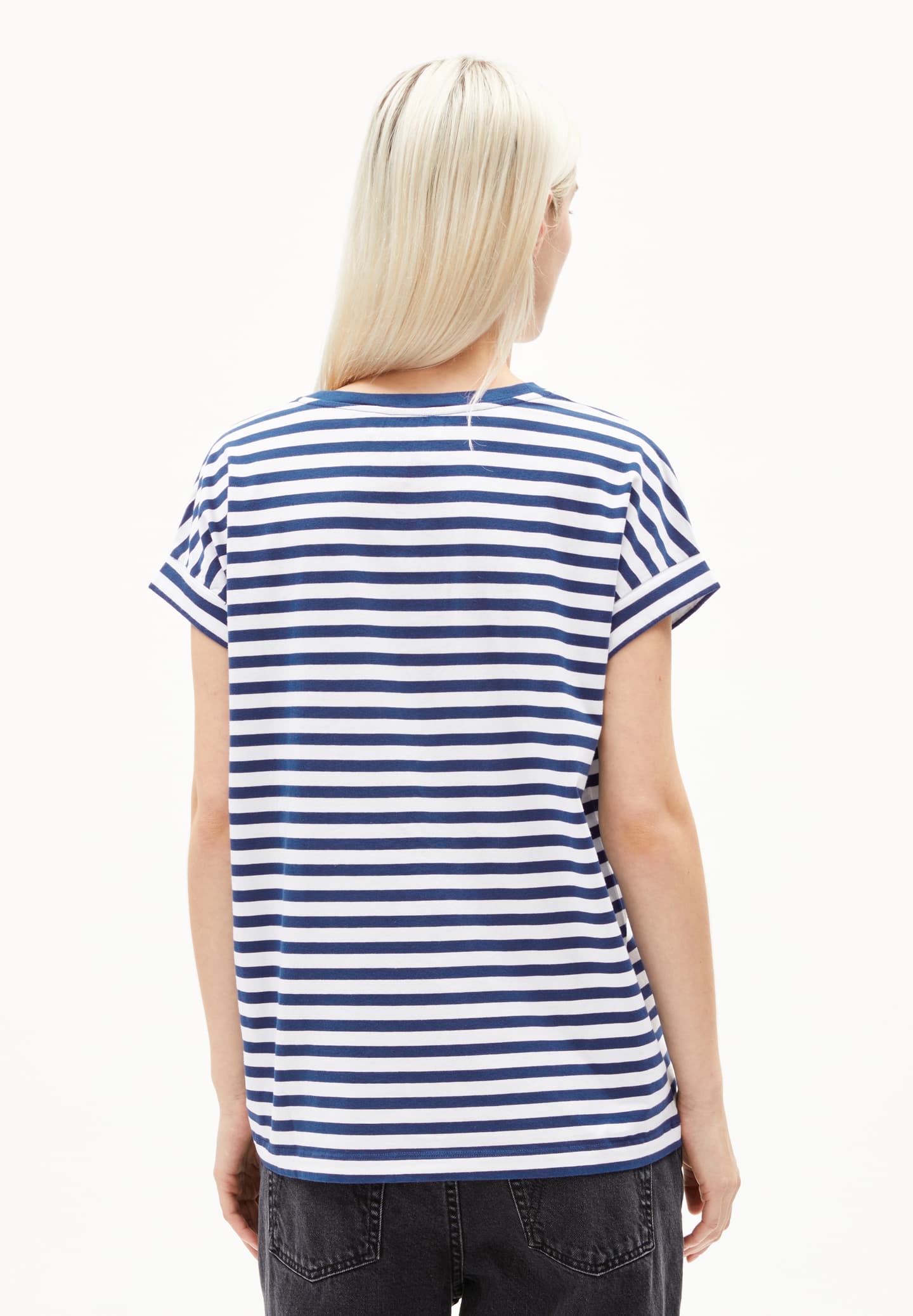 t-shirt idaara stripes white-lapsis blue