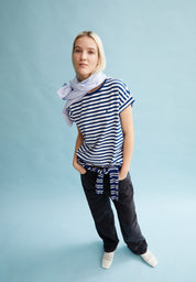 t-shirt idaara stripes white-lapsis blue