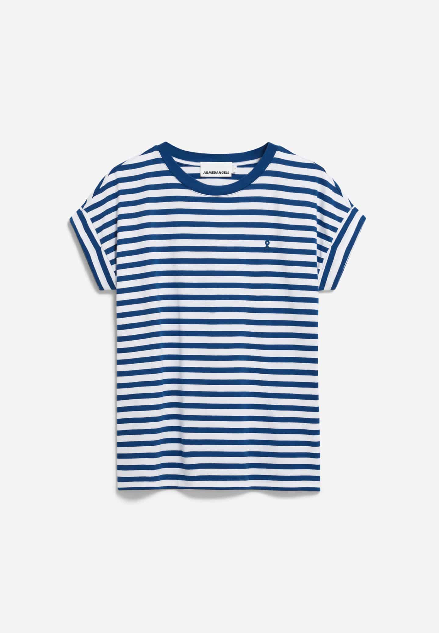 t-shirt idaara stripes white-lapsis blue