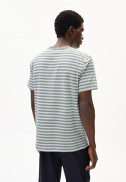 t-shirt maarkos pocket stripes seagreen-broken white