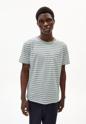 t-shirt maarkos pocket stripes seagreen-broken white