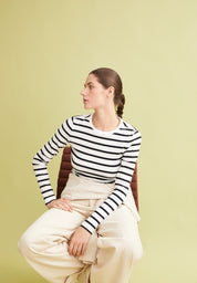 longsleeve maywaa stripes white-black