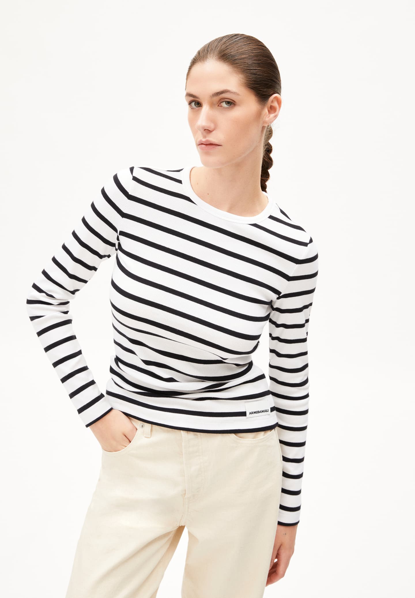 longsleeve maywaa stripes white-black