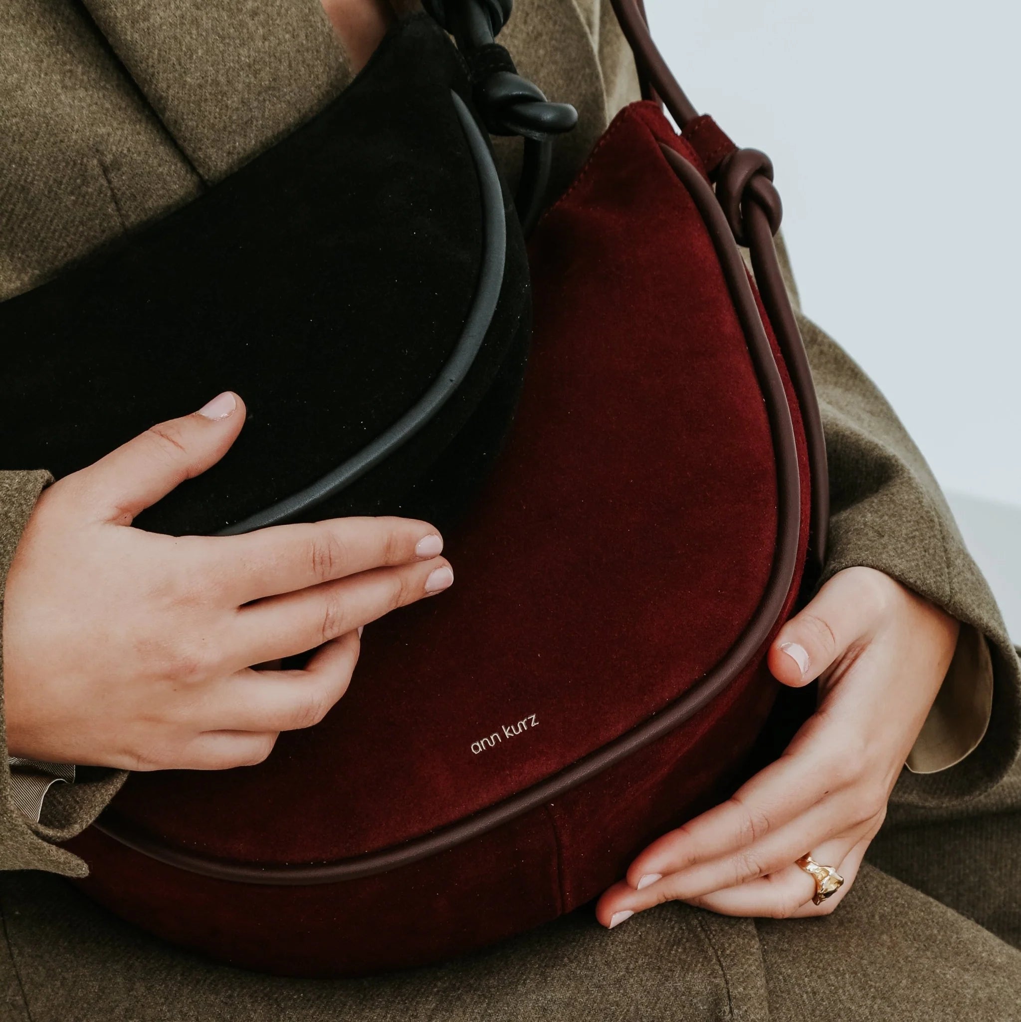 half moon suede burgundy