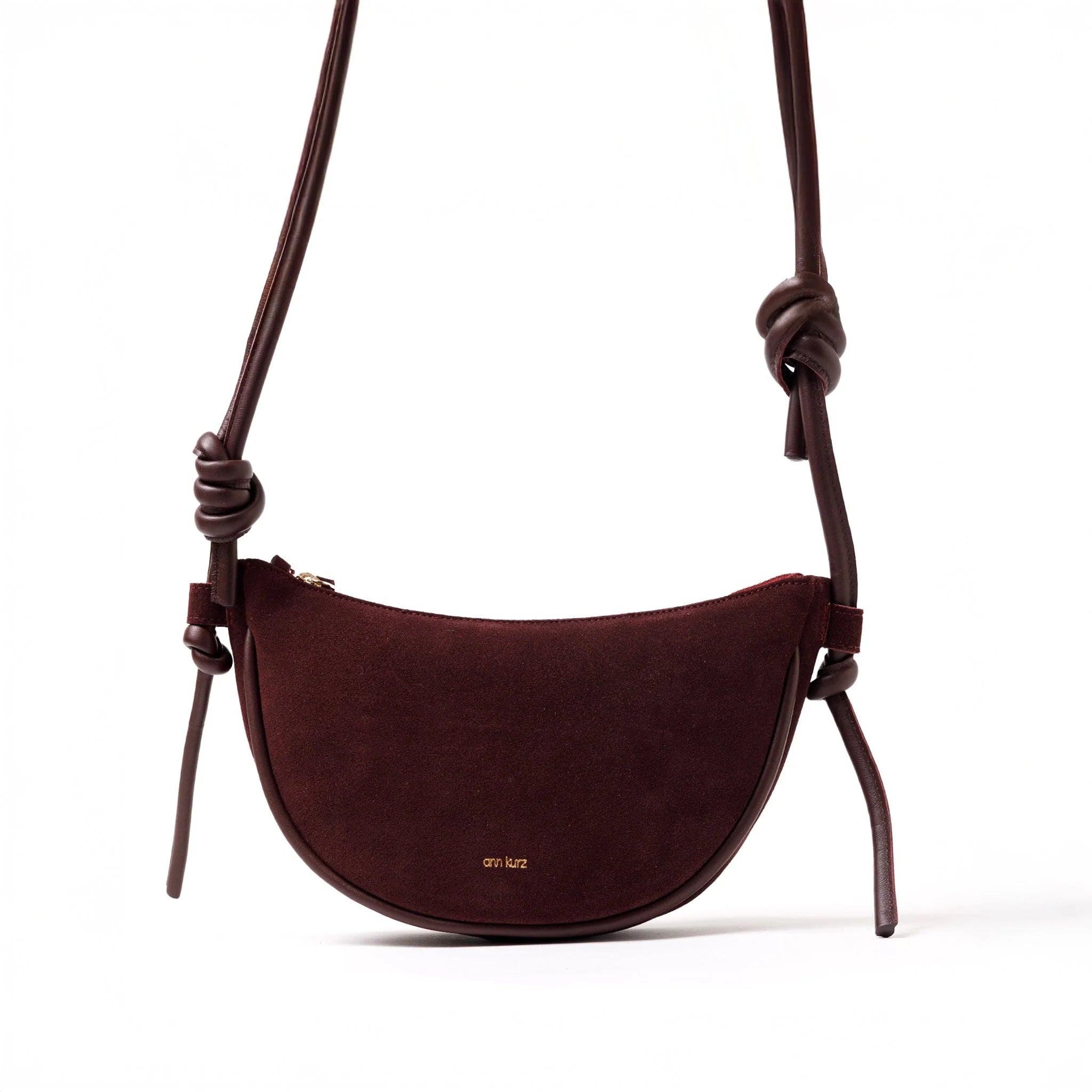 mini half moon suede burgundy