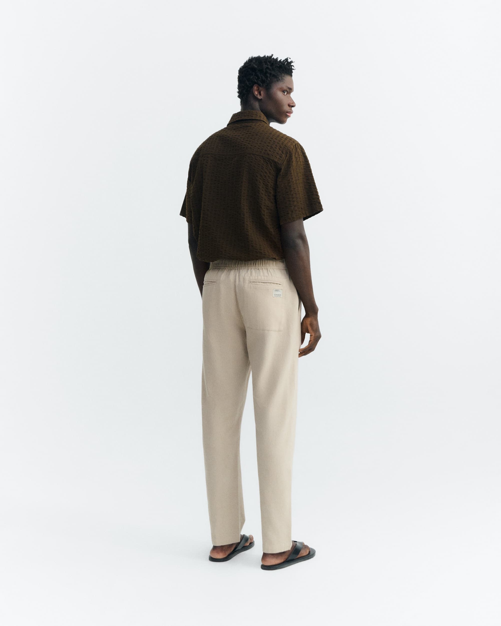 oatmeal light travel pants ecru