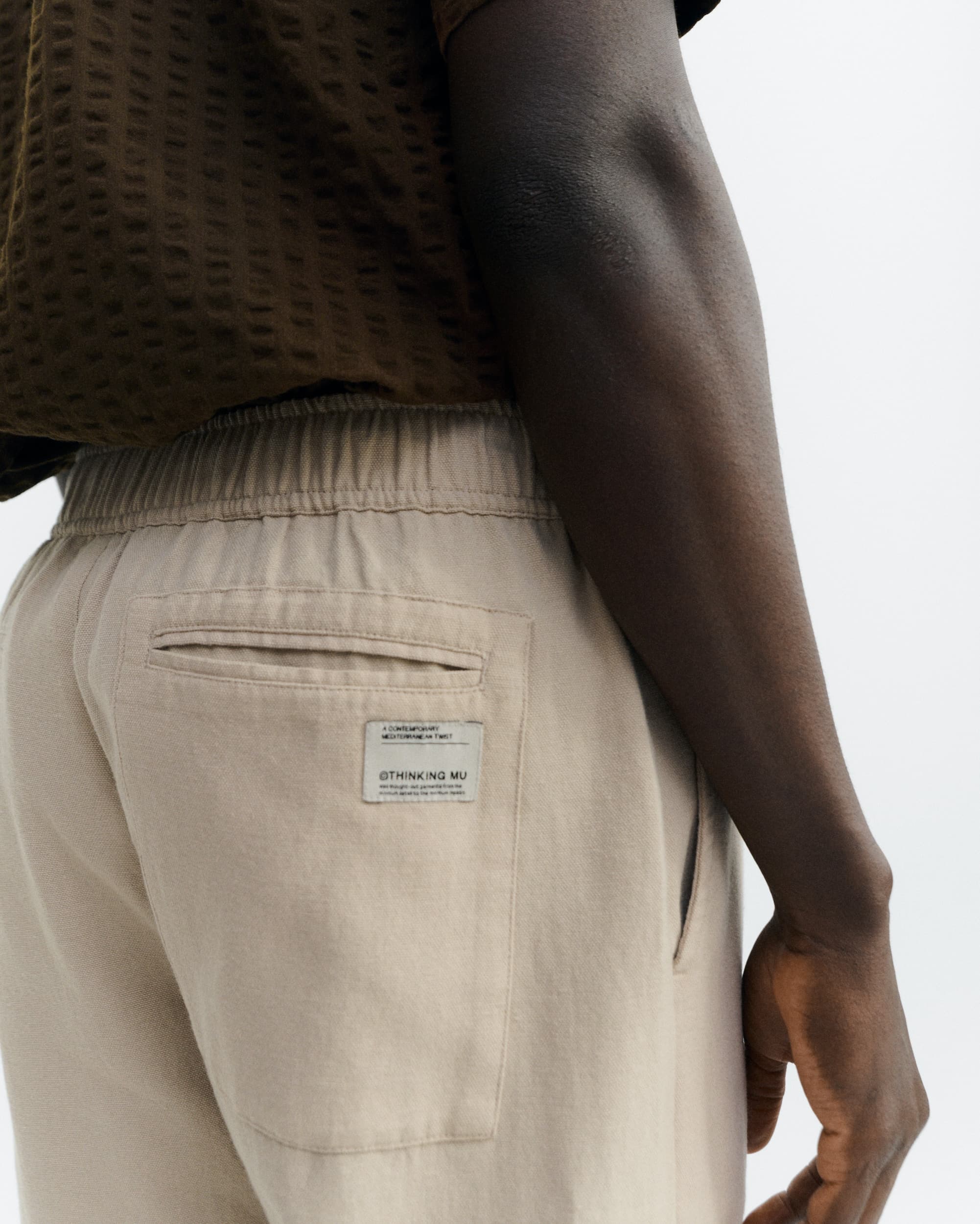oatmeal light travel pants ecru