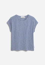 t-shirt oneliaa lovely stripes oatmilk-lapis blue