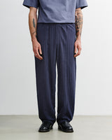 pleated wide pant herringbone blue