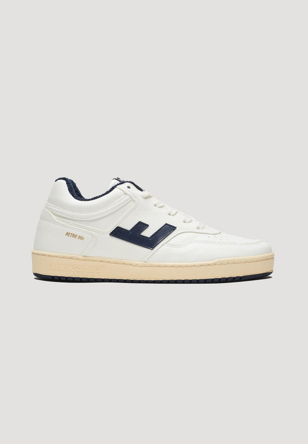 retro 90's white vanilla navy sneakers
