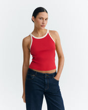 clavel pannacota contrast harriet top red