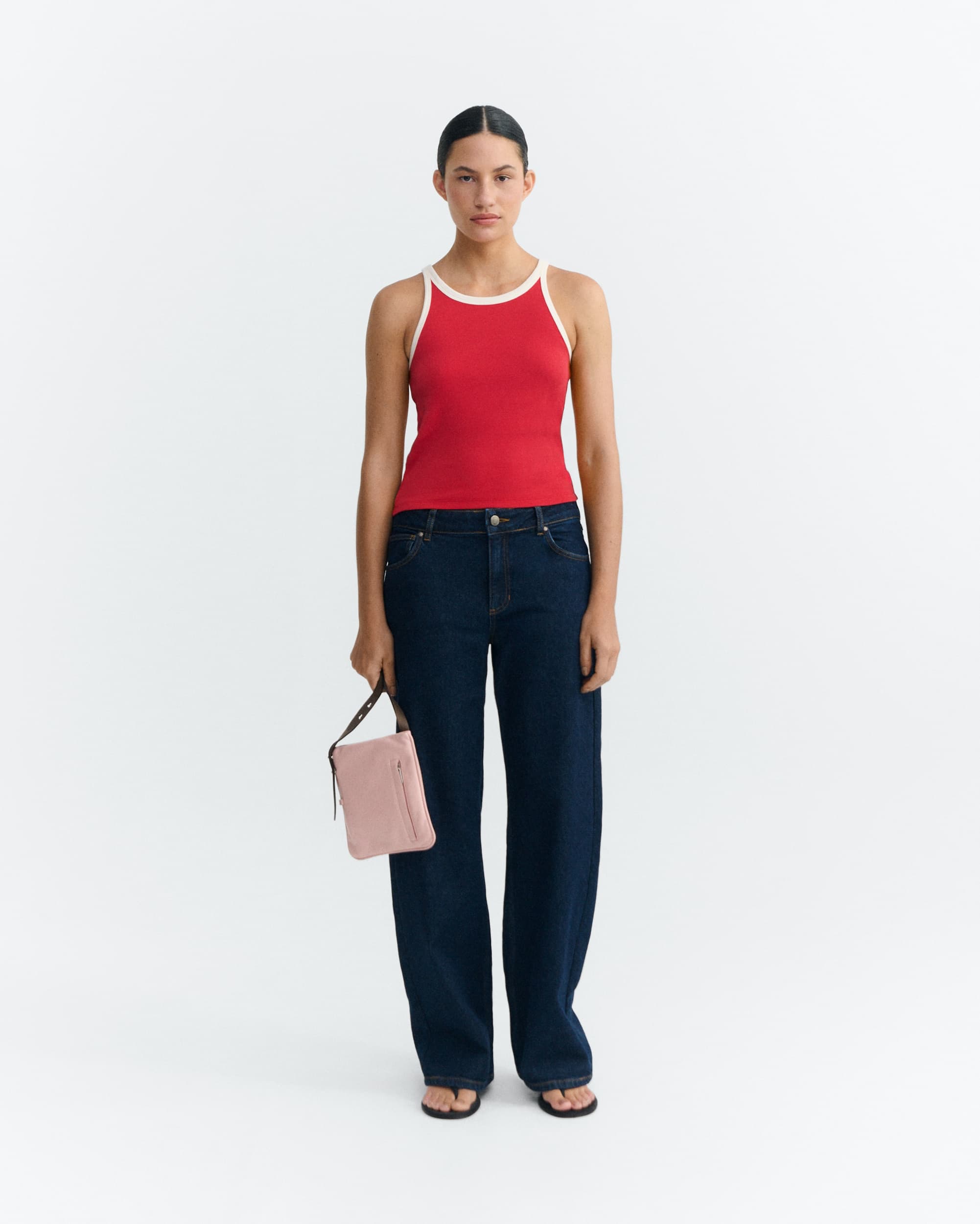 clavel pannacota contrast harriet top red