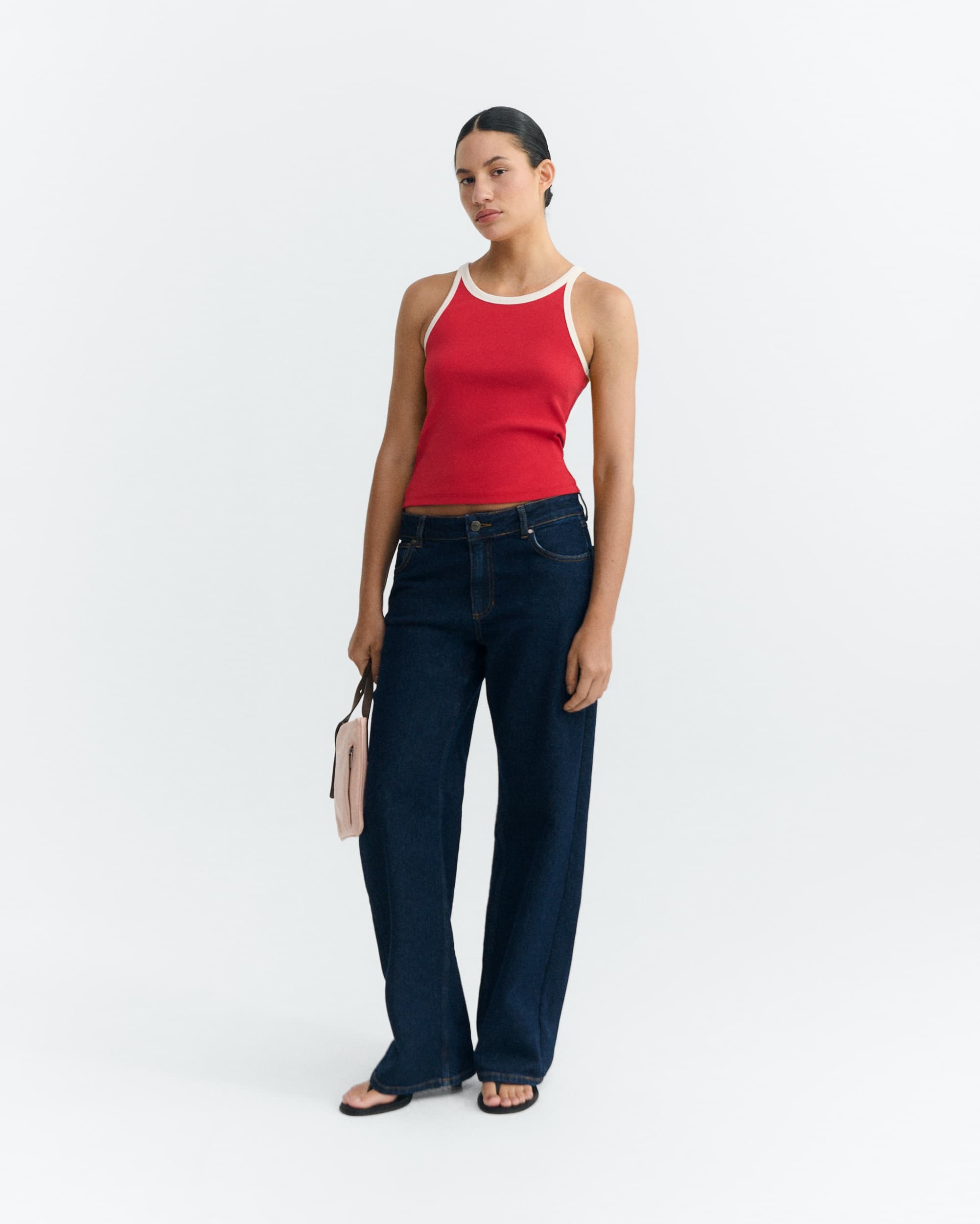 clavel pannacota contrast harriet top red