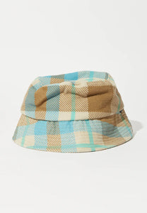 millie hemp reversed fleece bucket hat tan check