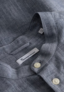 custom fit linen stand collar shirt total eclipse
