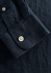 custom fit 100% linen stand collar shirt total eclipse